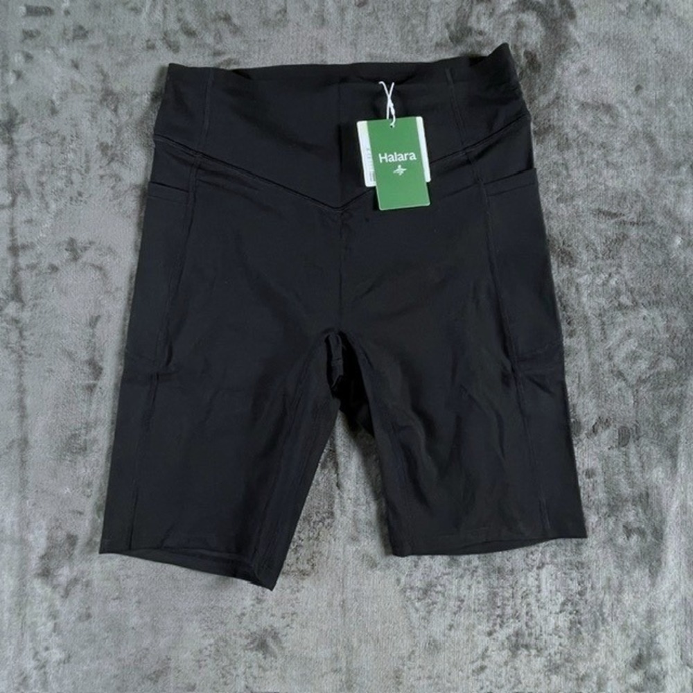 Halara UltraSculpt High Waisted Scrunch Butt Lifting Biker Shorts Black Large 9"
